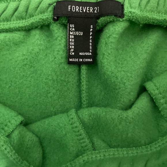 NWT Forever 21 Fleece Drawstring Joggers Women’s Small Green High Waist Pockets - Picture 9 of 10